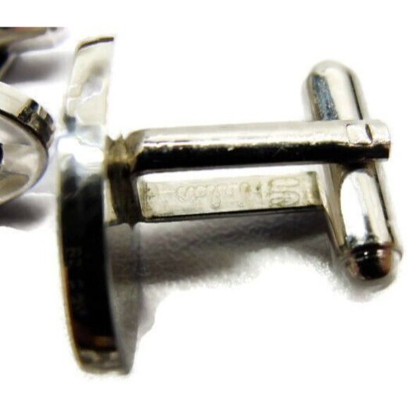 "J" Initial Shields Set Engraved Letter Oval Silver T Personalized Cufflinks Vtg - Picture 3 of 10
